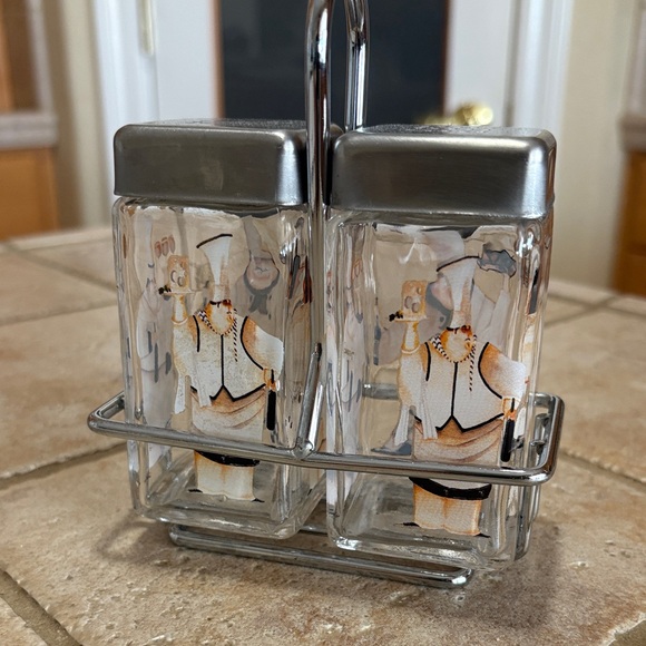 Chef Salt and Pepper Shakers with Holder - Picture 2 of 3